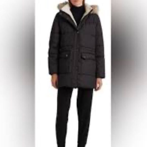 NWOT Lauren, Ralph Lauren Faux Fur Trim Down & Feather Puffer Coat - Picture 2 of 11